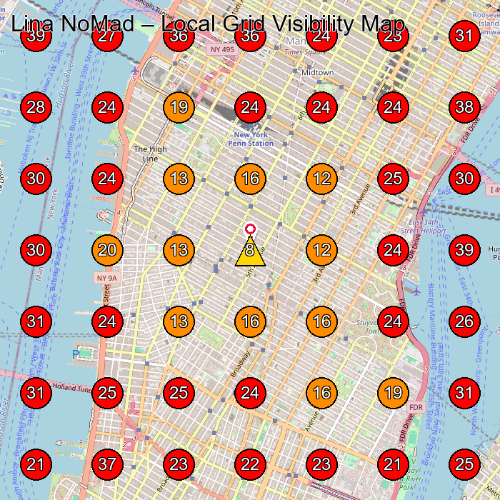 Lina NoMad GeoGrid visibility map for Medical Center in New York